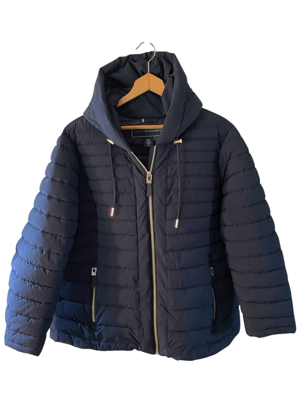 TT3- Tommy Hilfiger 2X Navy Quilted  Puffer Jacket with Hood